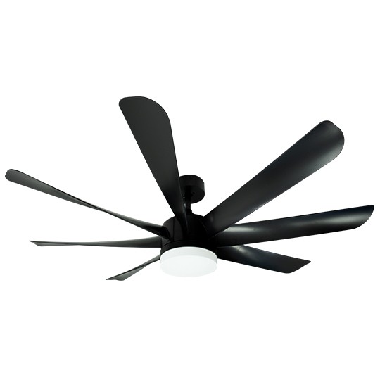 Crni plafonski ventilator sa 8 krakova