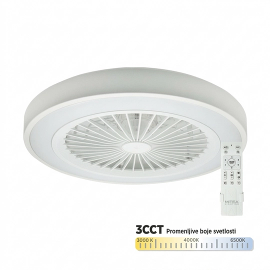 Ventilator plafonski MV5020-W-2 bijeli 20W sa svjetlom CCT LED 25W fi508mm sa daljinskim upravljačem Mitea Lighting — slika 1