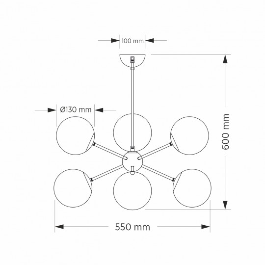 Luster zlatni M11095-6 6xE27 Max.60W/220V Mitea Lighting — slika 3