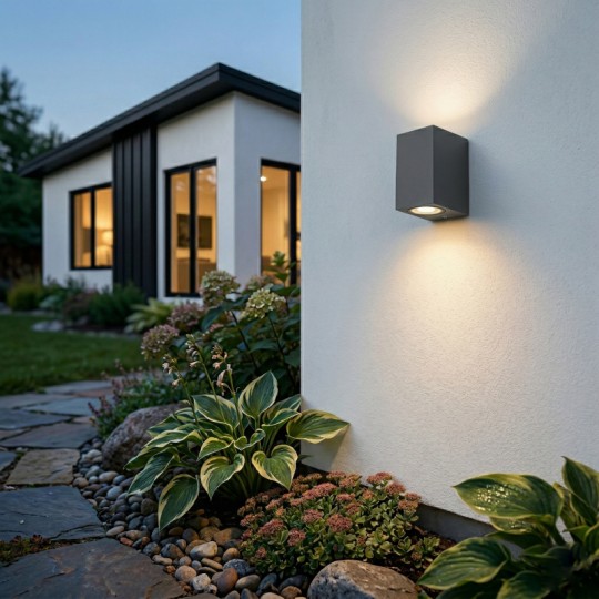 Lampa Zidna bastenska ANTRACIT SIVA  M952020 2XGU10 kocka  IP44  DIM:150mmx90mmx65mm   Mitea — slika 2