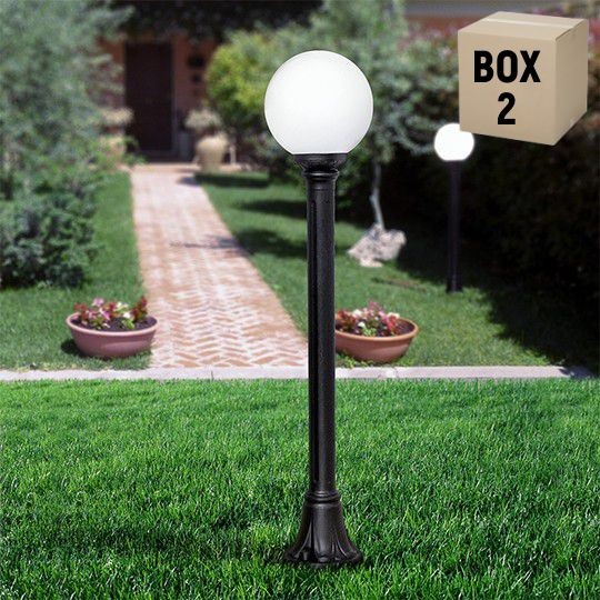 Lampa stubna spoljna MIZAR/G250 crna /kugla  IP55 1xE27 filament LED 6W 2700K Fumagalli 
 Ø250 x H1000mm — slika 3