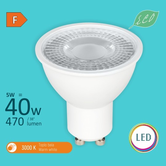 Sijalica LED  GU10  M1 5W 3000K  170-250V toplobijela  Mitea — slika 1