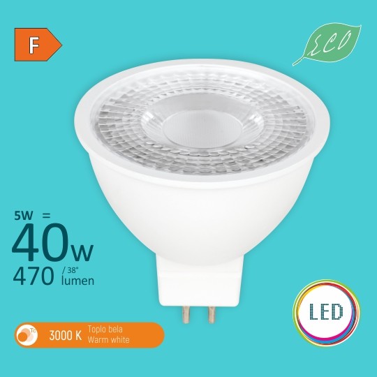 Sijalica LED 5W GU 5,3(MR16) 3000K  220V — slika 1