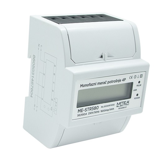 Mjerač potrošnje elek.energije ME-STR580 100A monofazni  za DIN šinu 4P 1600imp/kWh 2 — slika 2