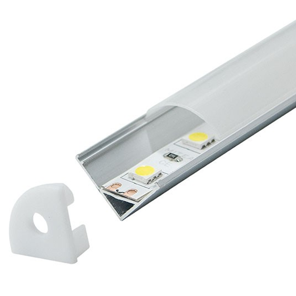 Aluminijumski profil za LED trake ugaoni M601A 2000x16x16mm set sa difuzerom — slika 1