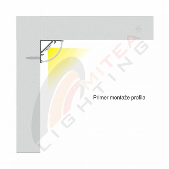 Aluminijumski profil za LED trake ugaoni crni M601C 2000x16x16mm set sa difuzerom — slika 4