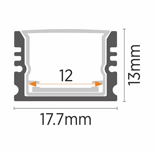 Aluminijumski profil IP65 za LED trake MA505-A-FS nadgradni 2000x17.7x13 mm duboki set sa difuzerom — slika 2