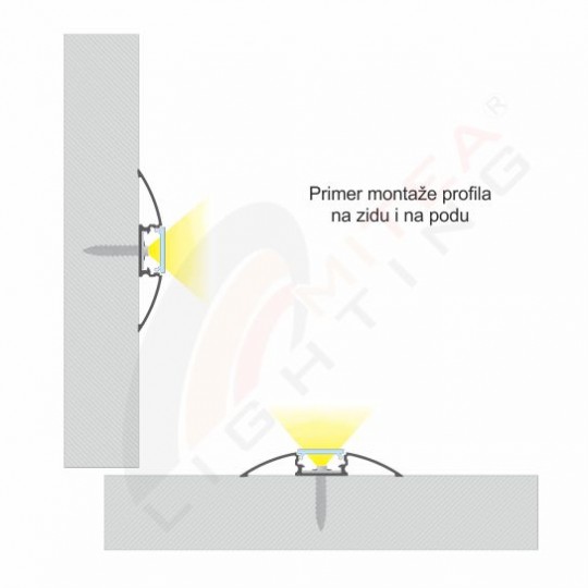 Aluminijumski profil za LED trake podni MA608 2000x52x8mm set sa difuzerom — slika 3