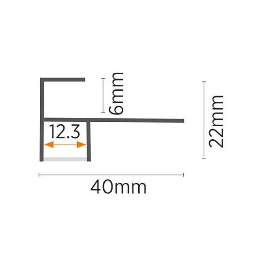 Aluminijumski profil za LED trake MA06-C crni ugradni 40x22x2000mm sa difuzerom 2m stepenice — slika 2