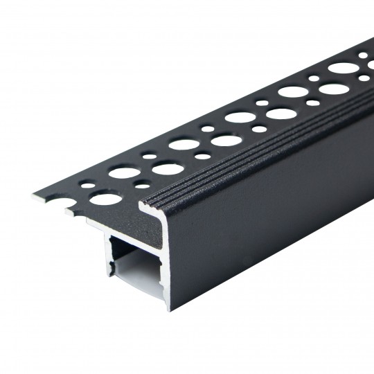 Aluminijumski profil za LED trake MA06-C crni ugradni 40x22x2000mm sa difuzerom 2m stepenice — slika 1
