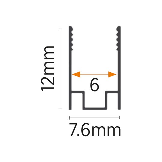Aluminijumski profil za neon trake crni nadgradni M76-C 7.6x12.1x2000mm set bez difuzora — slika 2
