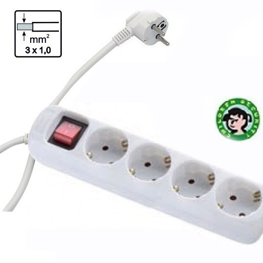 Prenosna priključnica sa prekidačem 4.mjesta ME-PKL4P-1.5M DZ 16A 250V 3680W 3x1.0mm2 — slika 1