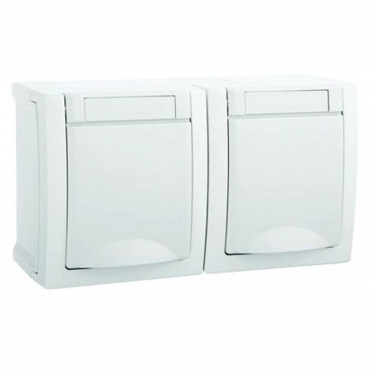 Utičnica Panasonic šuho horizontalna dupla II OG bela 16A 250V IP54 WPTC4800-2WH EU2 PACIFIC — slika 1