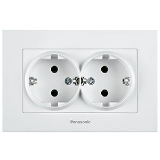 Utičnica Panasonic suho dupla II bela vijčana 16A 250V WKTC0205-2WH EU4 Karre Plus — slika 1
