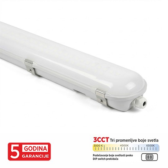 Svjetiljka vodotjesna integrisani LED M205611-CCT 48W (2x24W) 1,2 m 3CCT 3000/4000/6500K IP65 1200mm prolazna 5800lm 5Y — slika 1