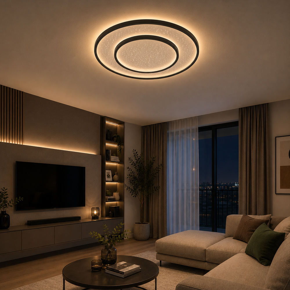 Plafonjera LED Star efekat crna Ø40 cm 3000+4000 K — slika 2