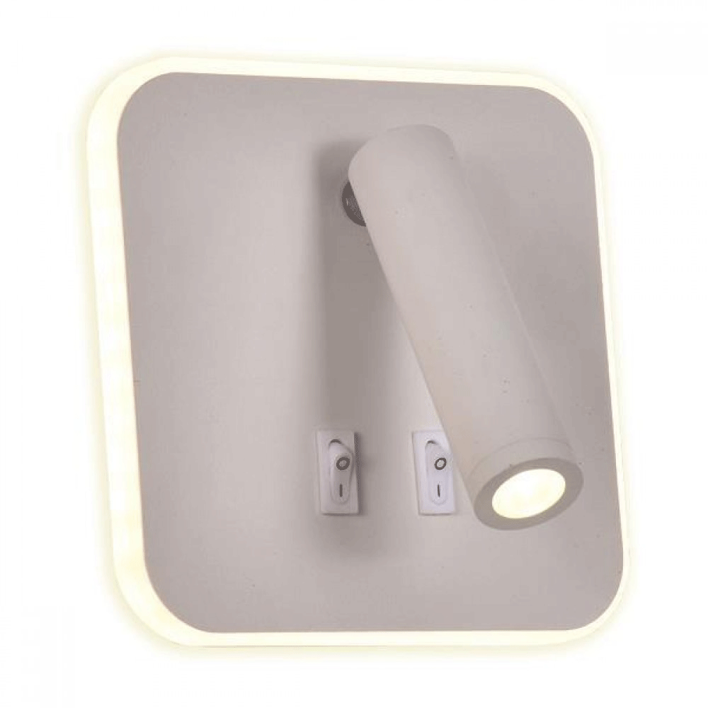 Lampa LED zidna usmjeravajuća 11+3W 3000K 2 prekidača bijela — slika 1