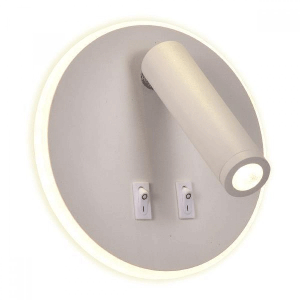Lampa LED zidna usmjeravajuća 9+3W 3000K 2 prekidača bijela — slika 1