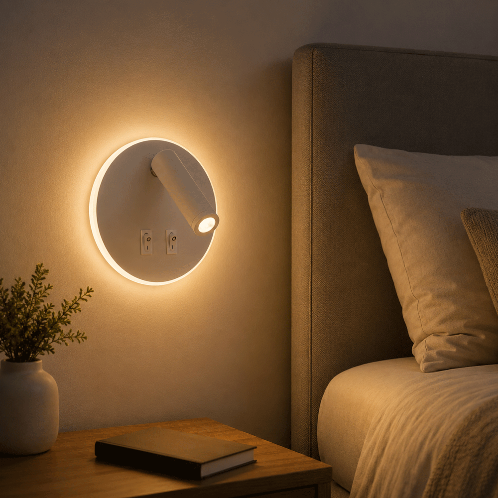 Lampa LED zidna usmjeravajuća 9+3W 3000K 2 prekidača bijela — slika 2