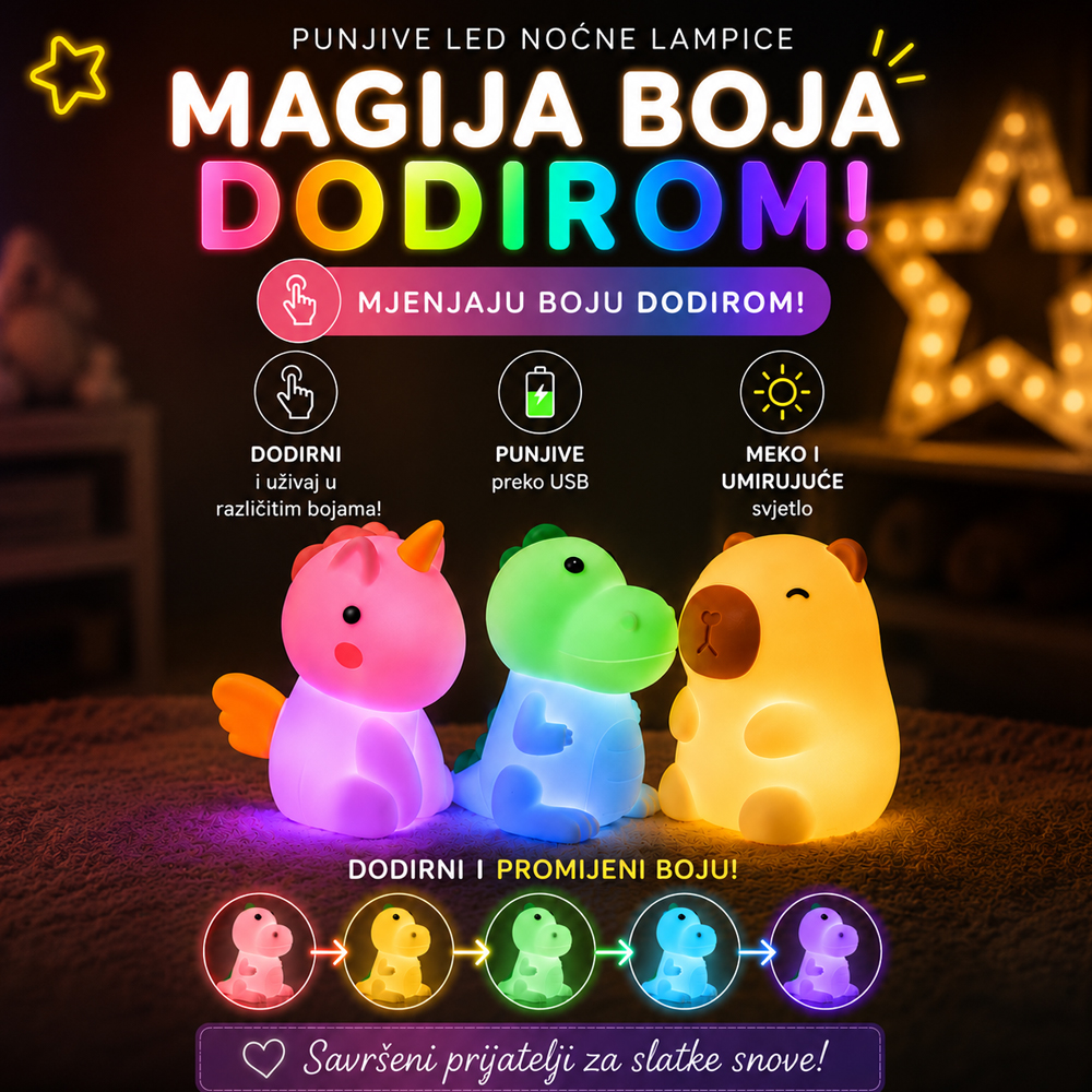Noćna LED lampa punjiva JEDNOROG — slika 2