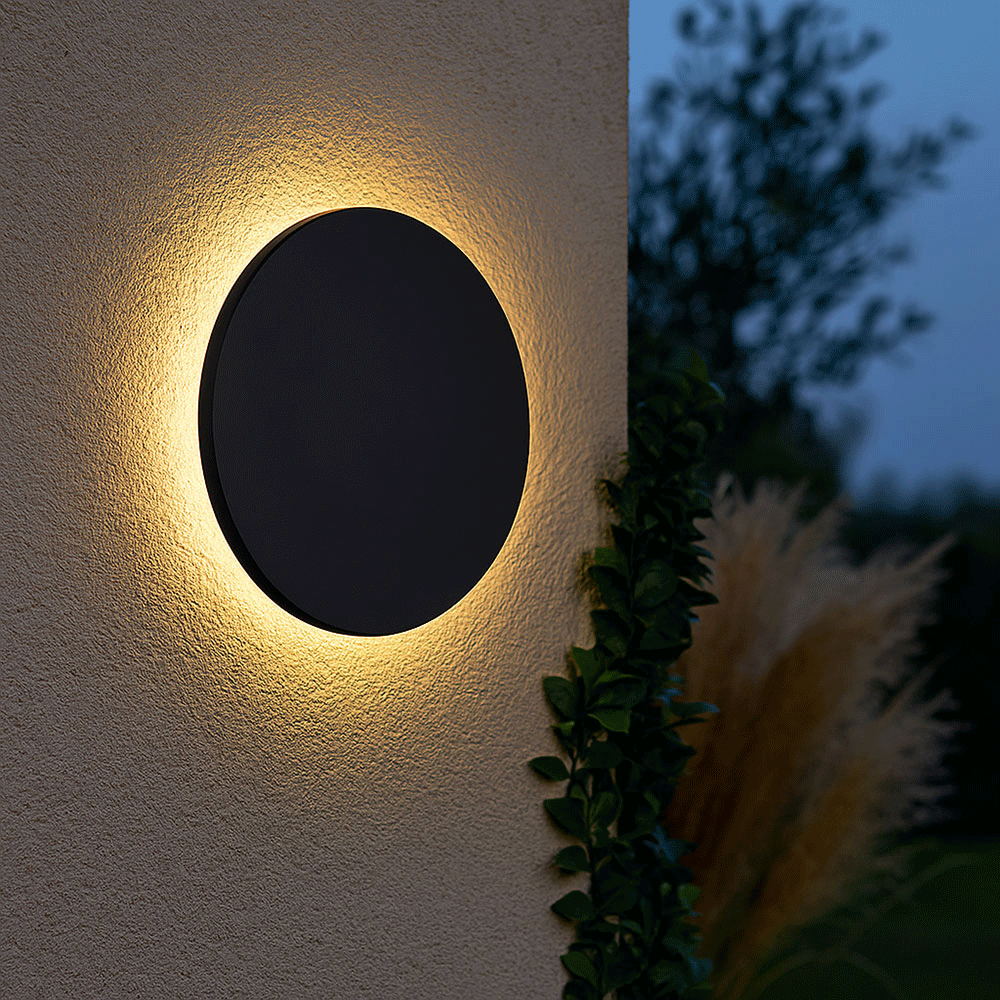 Lampa LED spoljna nadgradna IP54 okrugla crna 10W Ø150x50mm 3000K backlight — slika 1