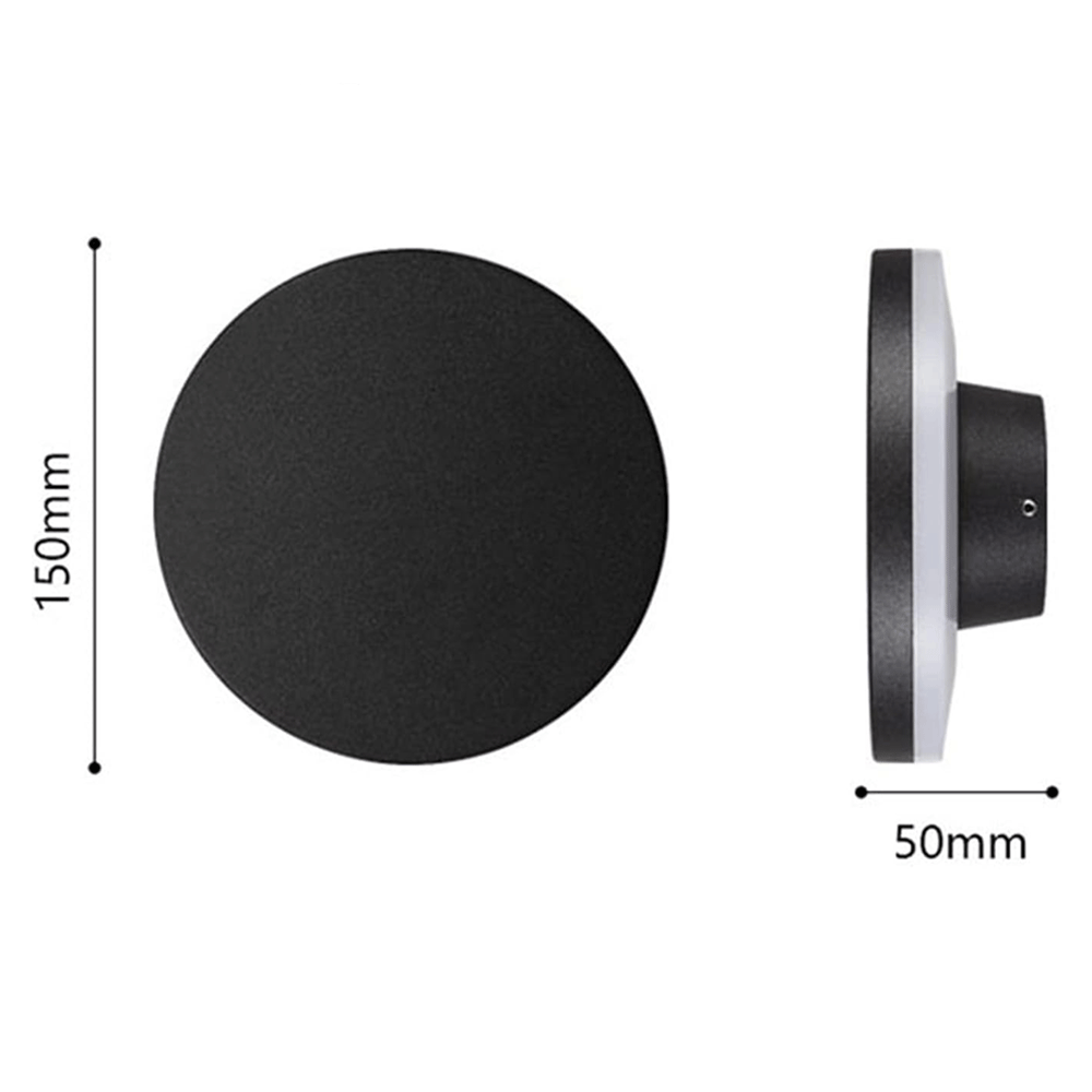 Lampa LED spoljna nadgradna IP54 okrugla crna 10W Ø150x50mm 3000K backlight — slika 3