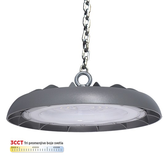 Svjetiljka UFO LED 150W M460150-S6 CCT 3000-6500K IP65   CRNA  8kW Mitea Lighting — slika 1