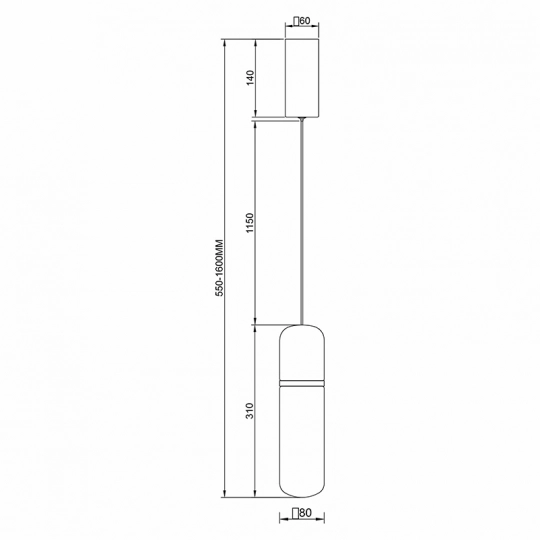 Luster visilica LED SHADOW MAP9504-1 6W 3000K mat crna+smoky — slika 3