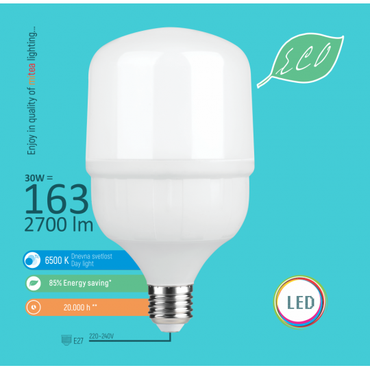 Sijalica LED E27 30W 6500K ECO 170-240V 2700L — slika 2