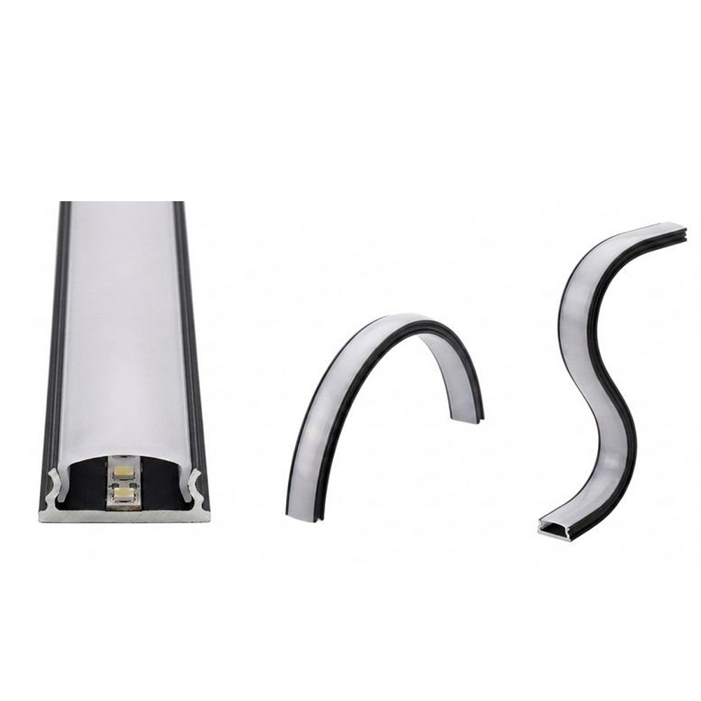 Aluminijumski profil za LED trake savitljivi nadgradni crni 3 m — slika 1