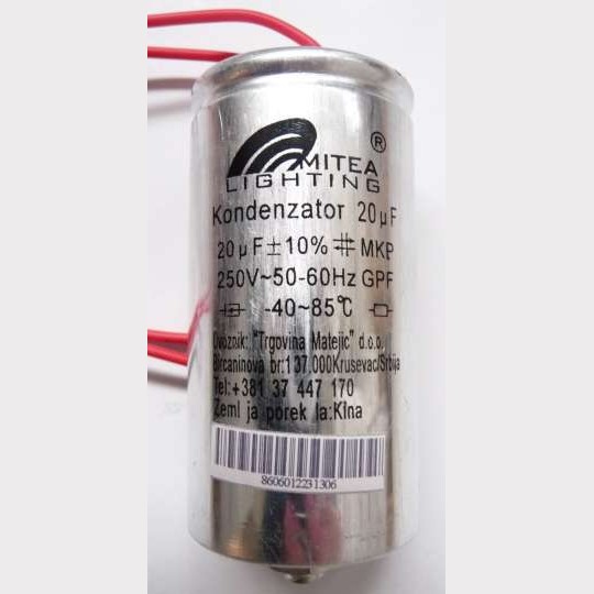 Kondenzator 20MF zaliveni-metalni MItea — slika 1
