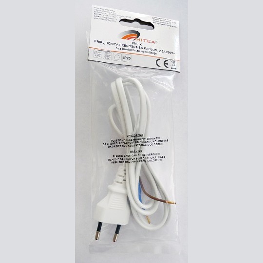 Prenosna Priključnica PM-3X PVC sa kablom 2,5A 250V -575W -bijela M* — slika 2